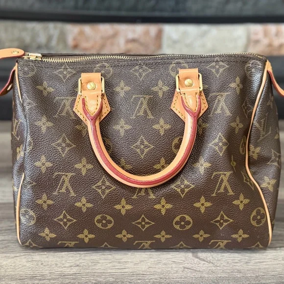 Louis Vuitton Speedy 25 Brown Monogram Satchel with Pink Scarf and Charm - Picture 7 of 16